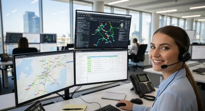 Dispatch operator at a logistics control desk