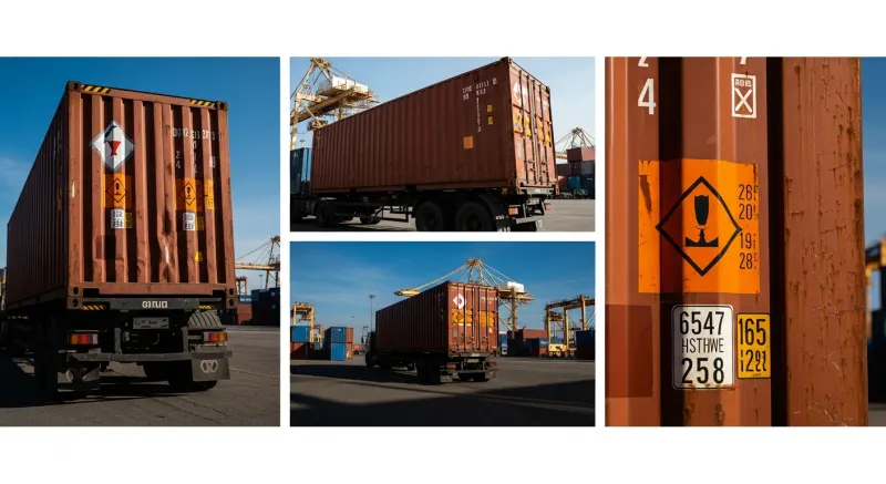 Hazmat placarded container on a chassis
