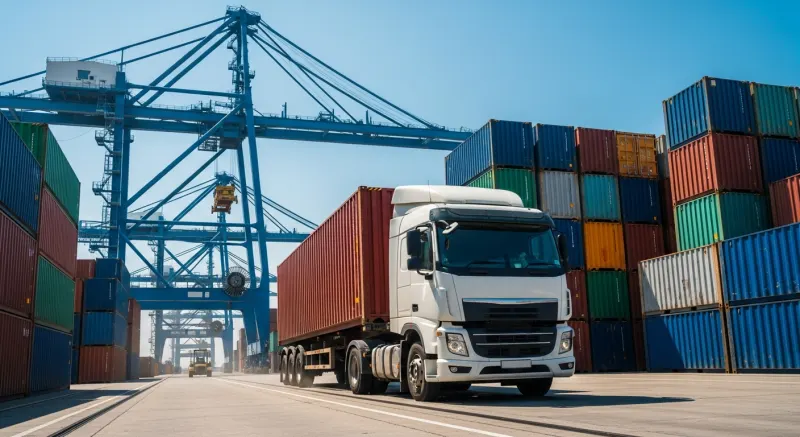 Reliable drayage truck at a container port